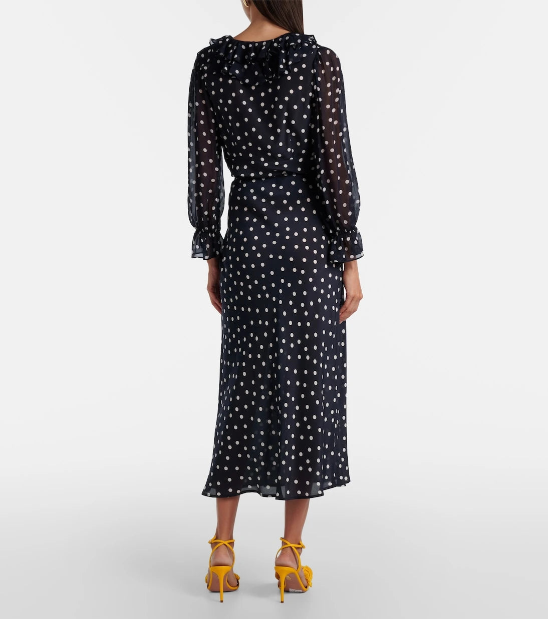 Rixo - Ardith polka-dot silk midi skirt