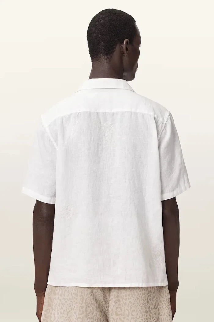 AllSaints риза мъжка от лен SEPAL