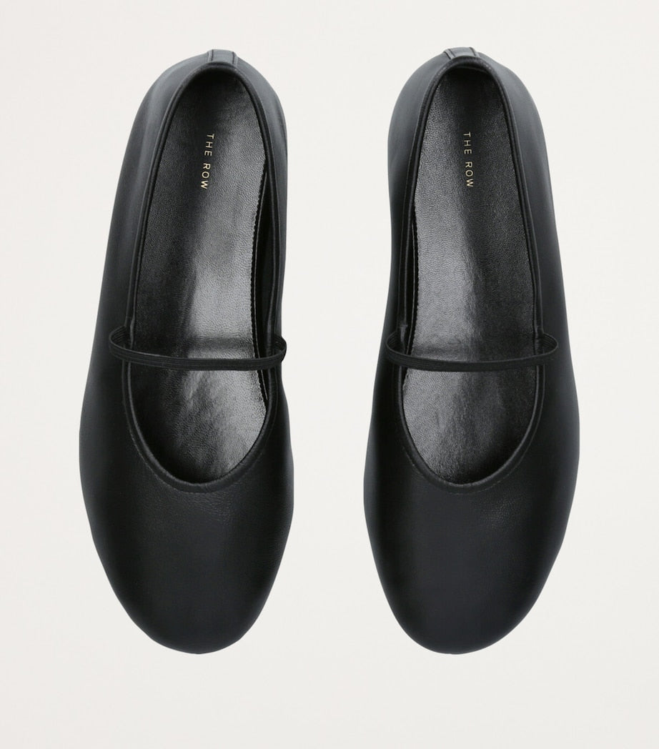 The Row Black Elastic Ballet Flats