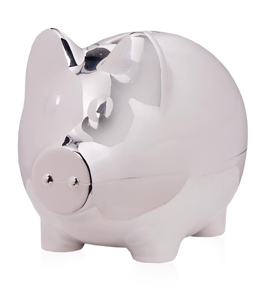 Silver Plated Piggy Bank (Pink)