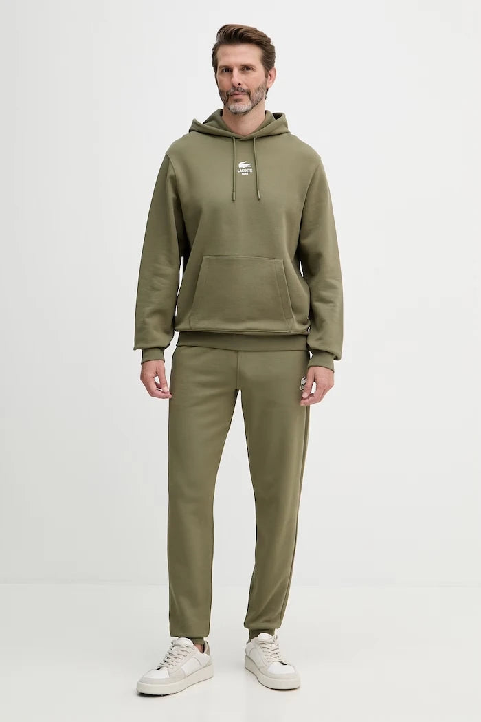 Pamuklu kapüşonlu Lacoste sweatshirt