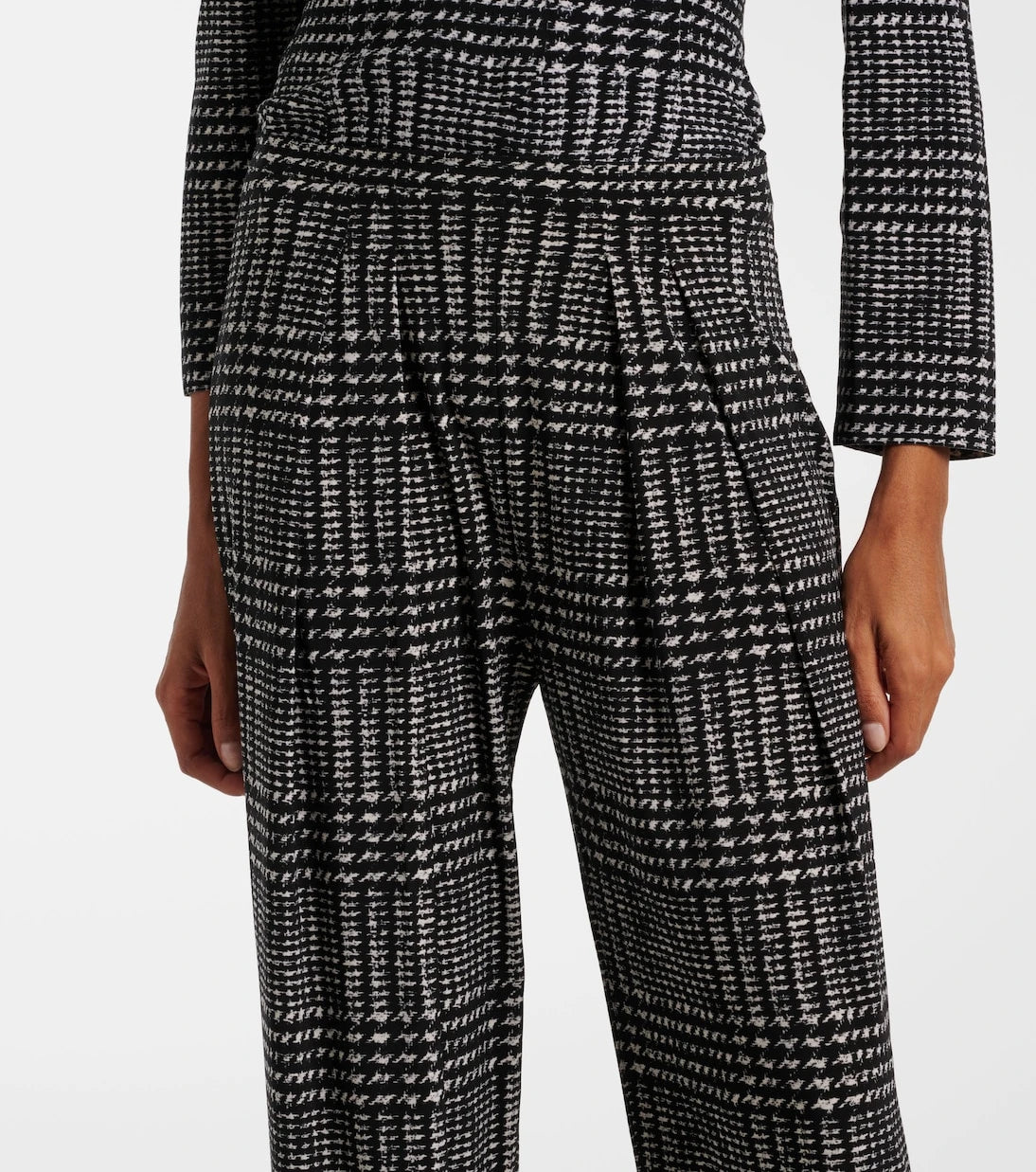 Norma Kamali - Pleated plaid wide-leg pants