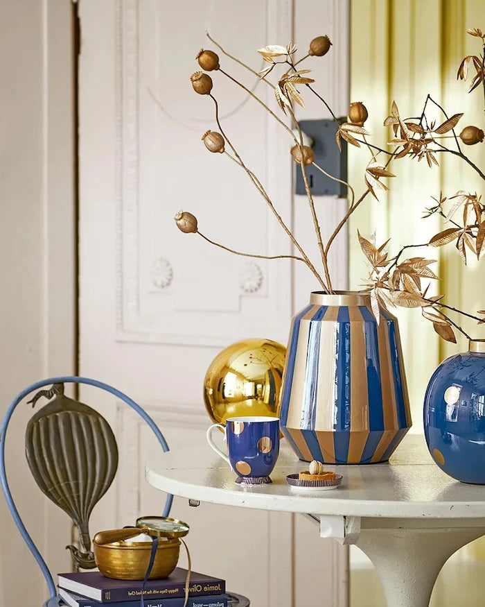 Декоративна ваза Pip Studio Stripes Navy-Gold 24 x 29 cm