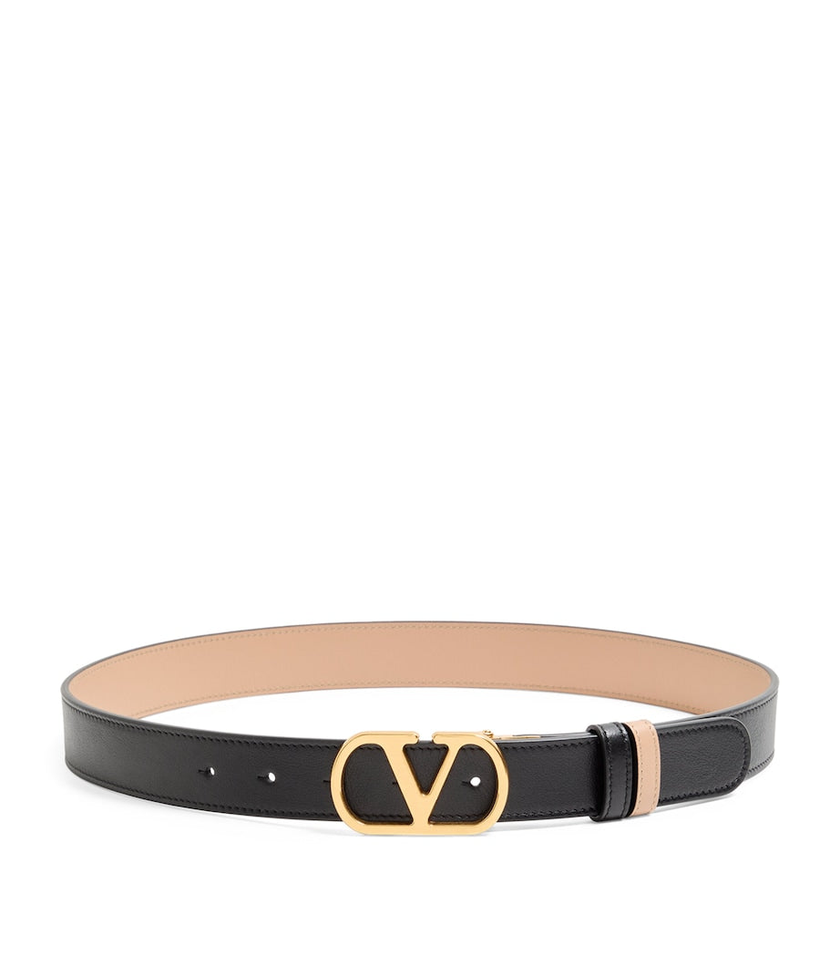 Valentino Garavani Black Reversible VLogo Signature Belt