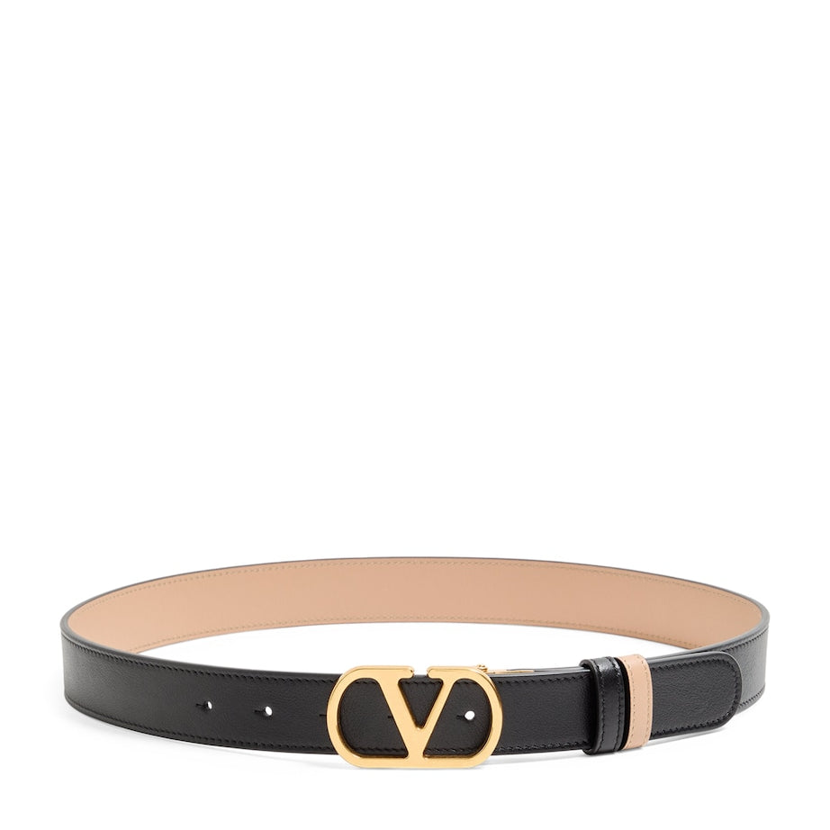 Valentino Garavani Black Reversible VLogo Signature Belt