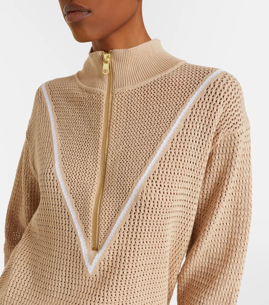 Varley - Calva open-knit cotton half-zip sweater