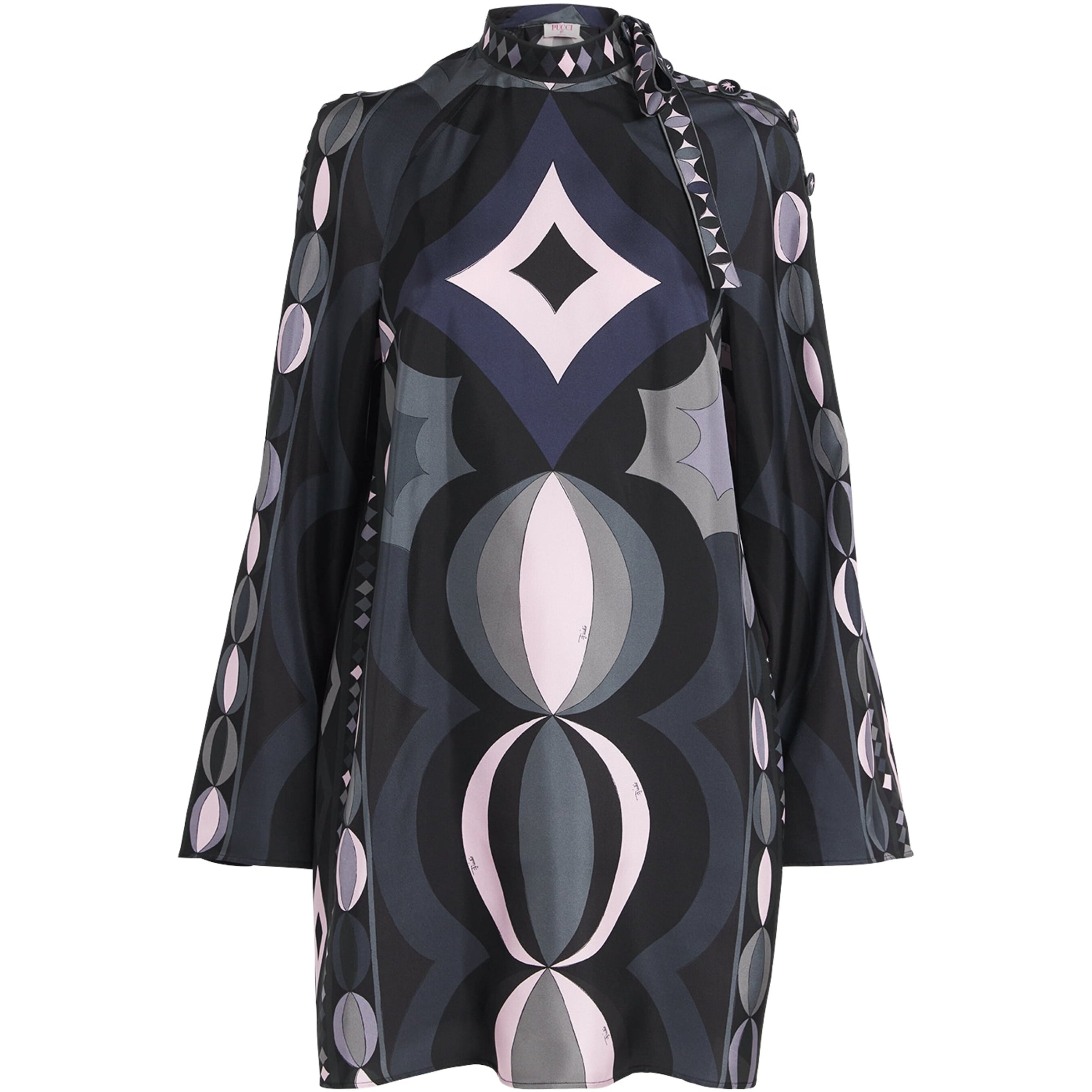 Pucci Black Silk High-Neck Mini Dress