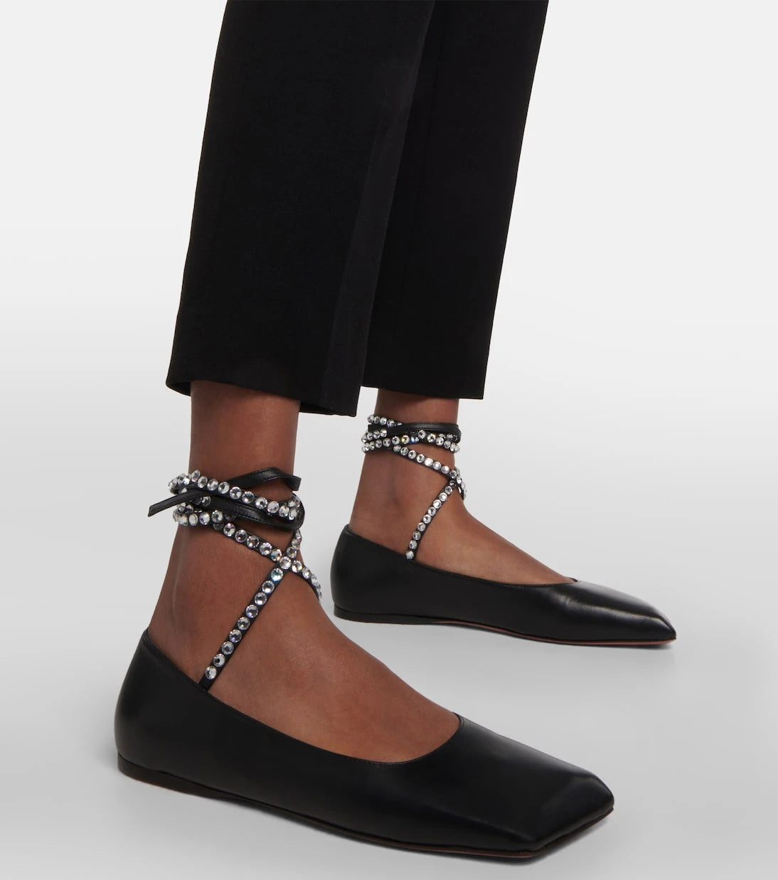 Amina Muaddi - Ane embellished leather ballet flats