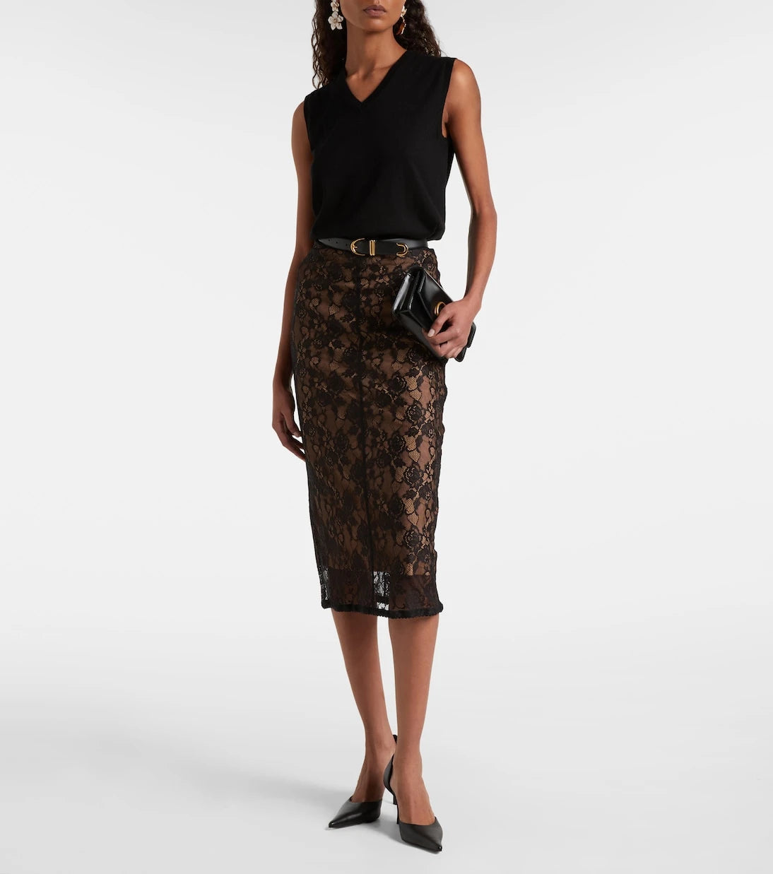 Self-Portrait - Sheer lace midi skirt