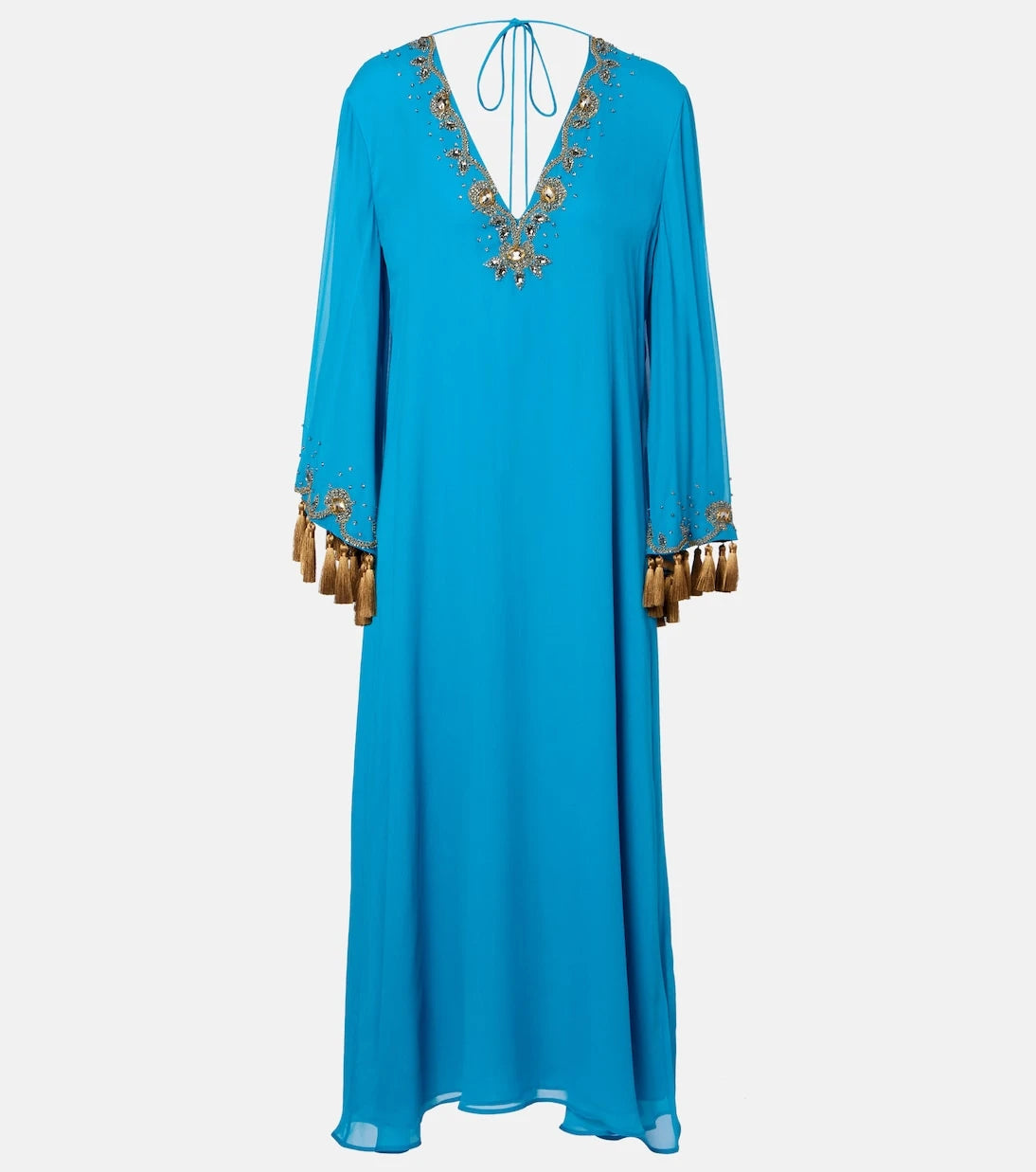 Valentino - Embellished silk georgette midi dress