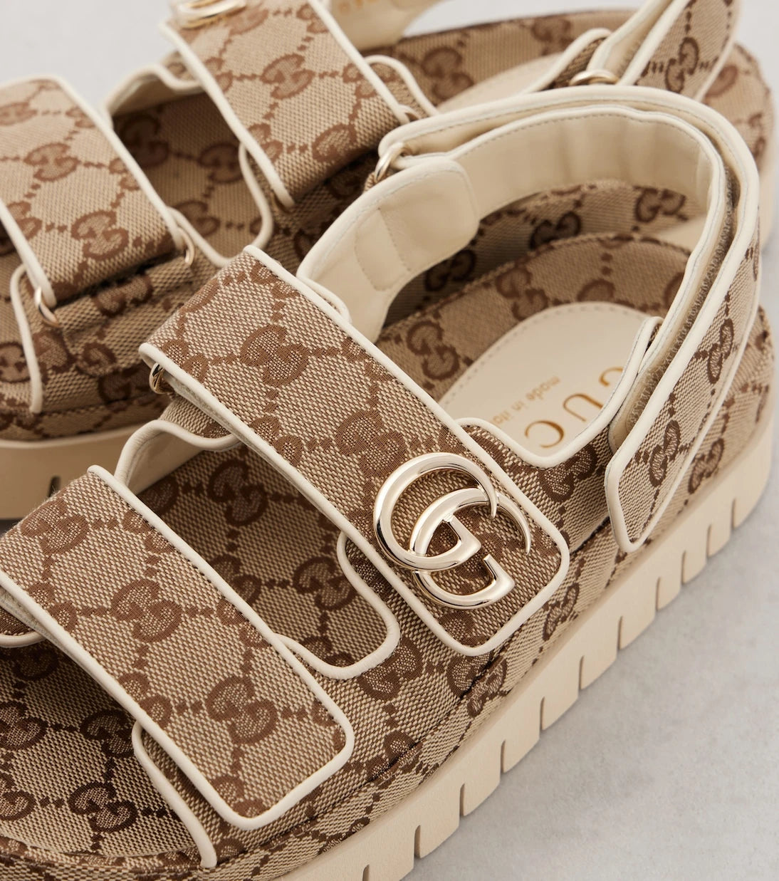 Gucci - New Marmont GG leather-trimmed sandals