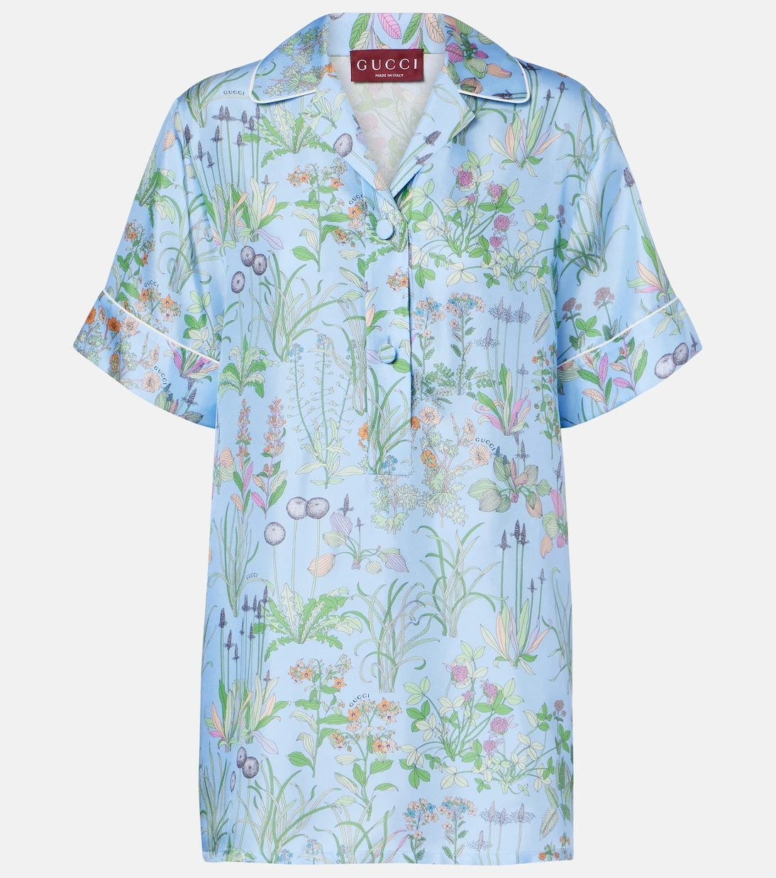 Gucci - Floral silk satin polo shirt