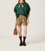 Green Cotton Belted Cargo Shorts