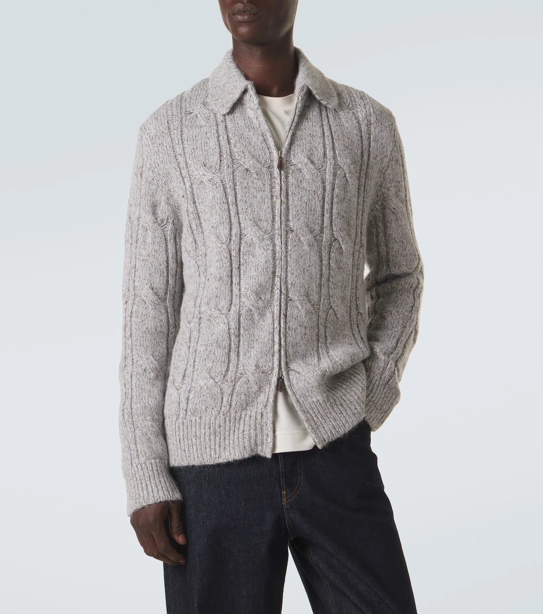 Eleventy - Wool, alpaca and silk-blend zip-up cardigan