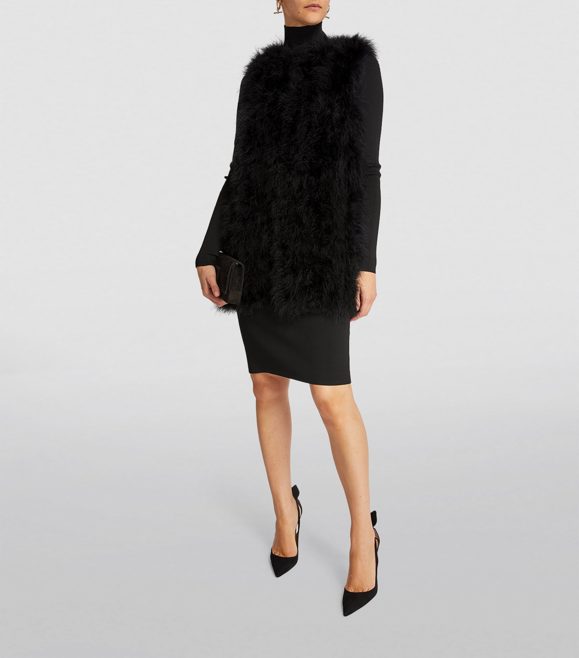 Yves Salomon Black Feather Gilet