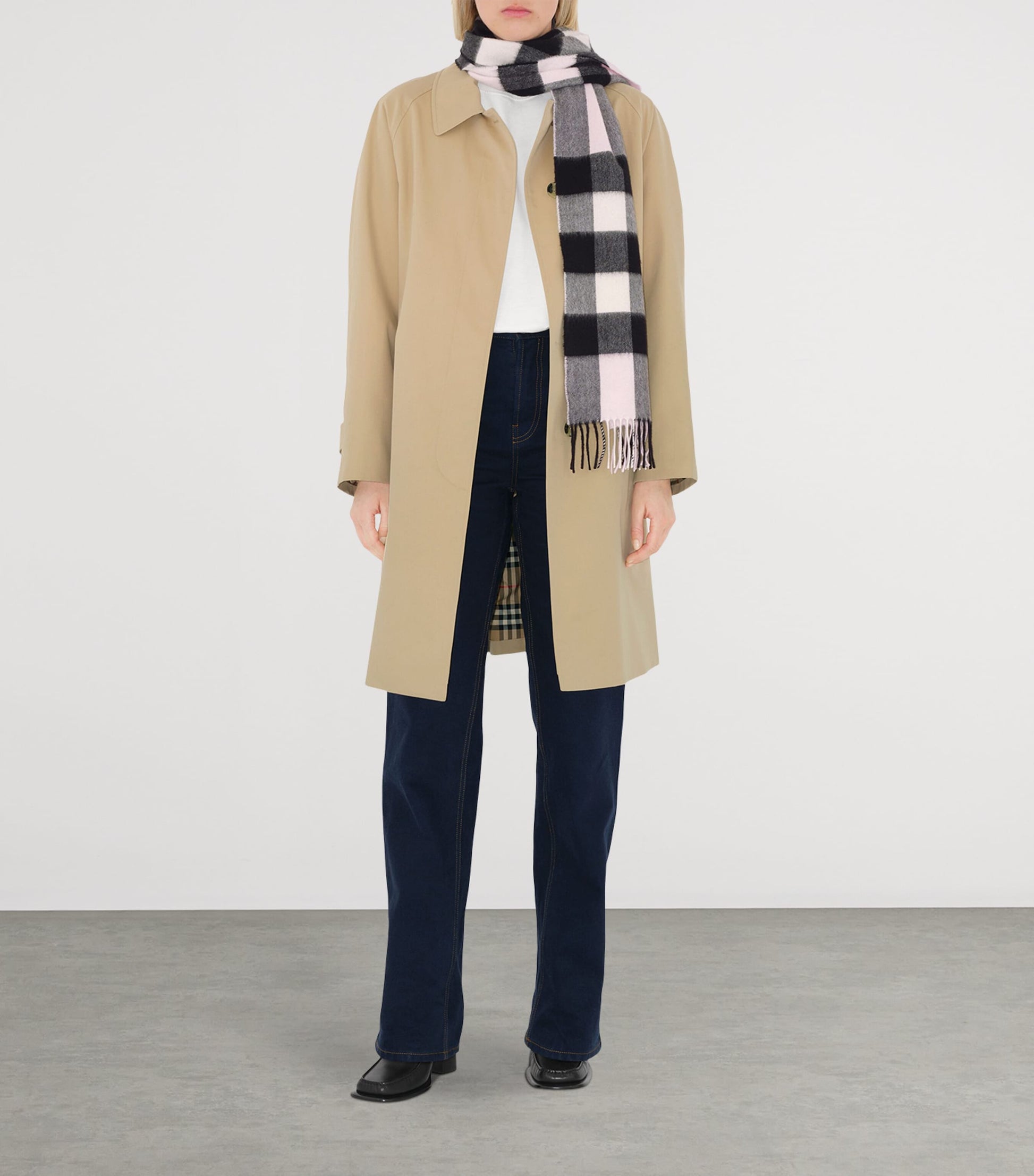 Pink Cashmere Check Scarf