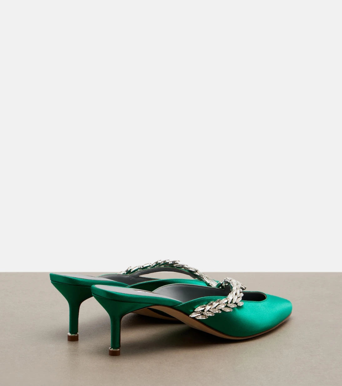 Balenciaga - x Manolo Blahnik embellished satin mules