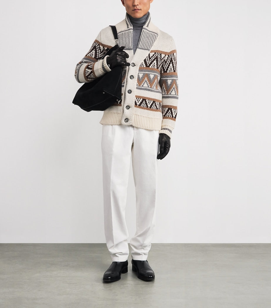 Isaia Beige Cashmere Cardigan