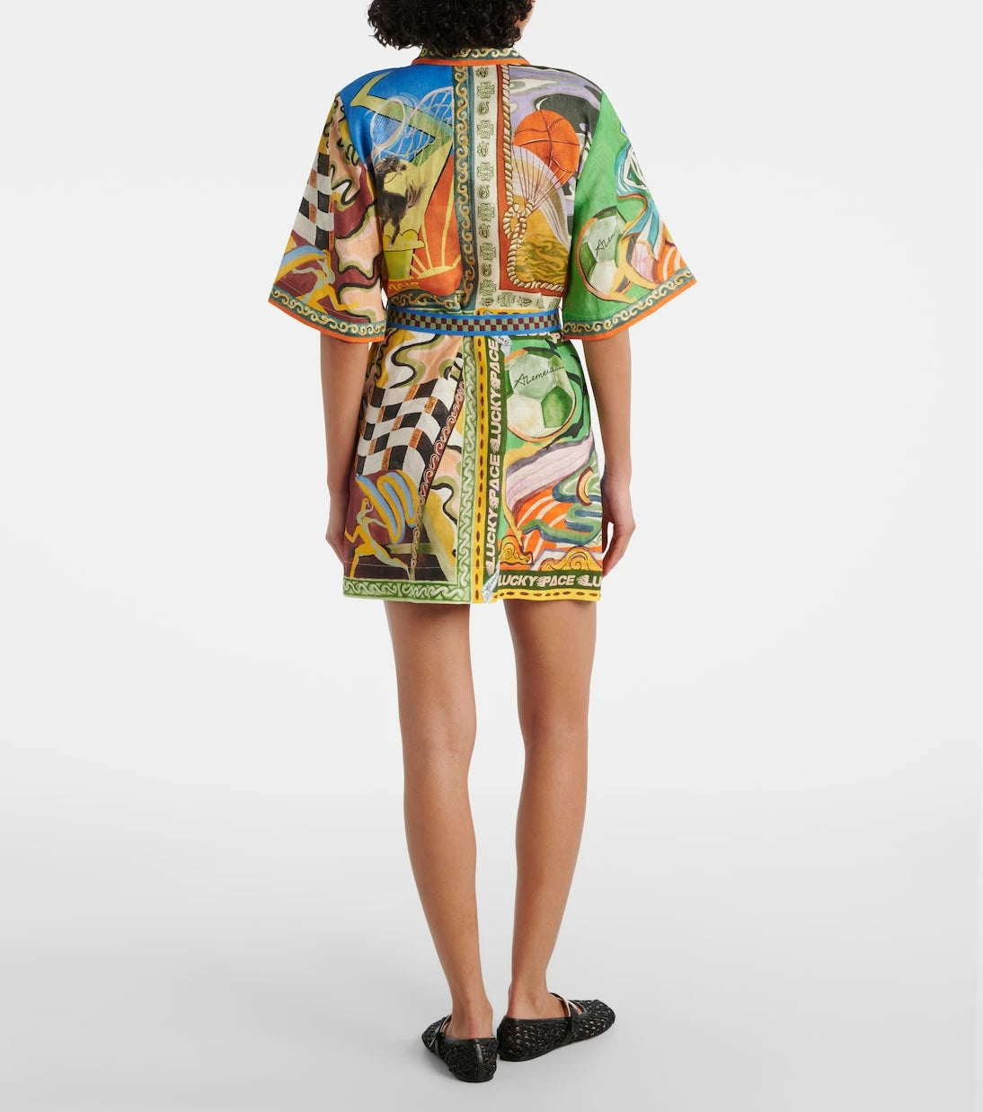 Alémais - Lucky Pace printed linen shirt dress