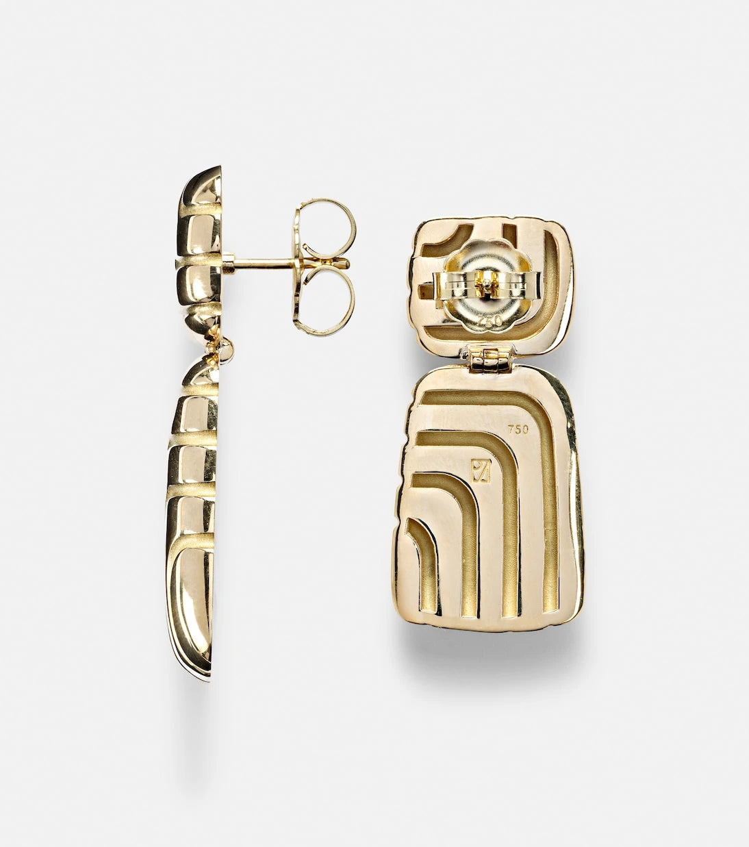 Pamela Zamore - Labyrinth 18kt gold drop earrings