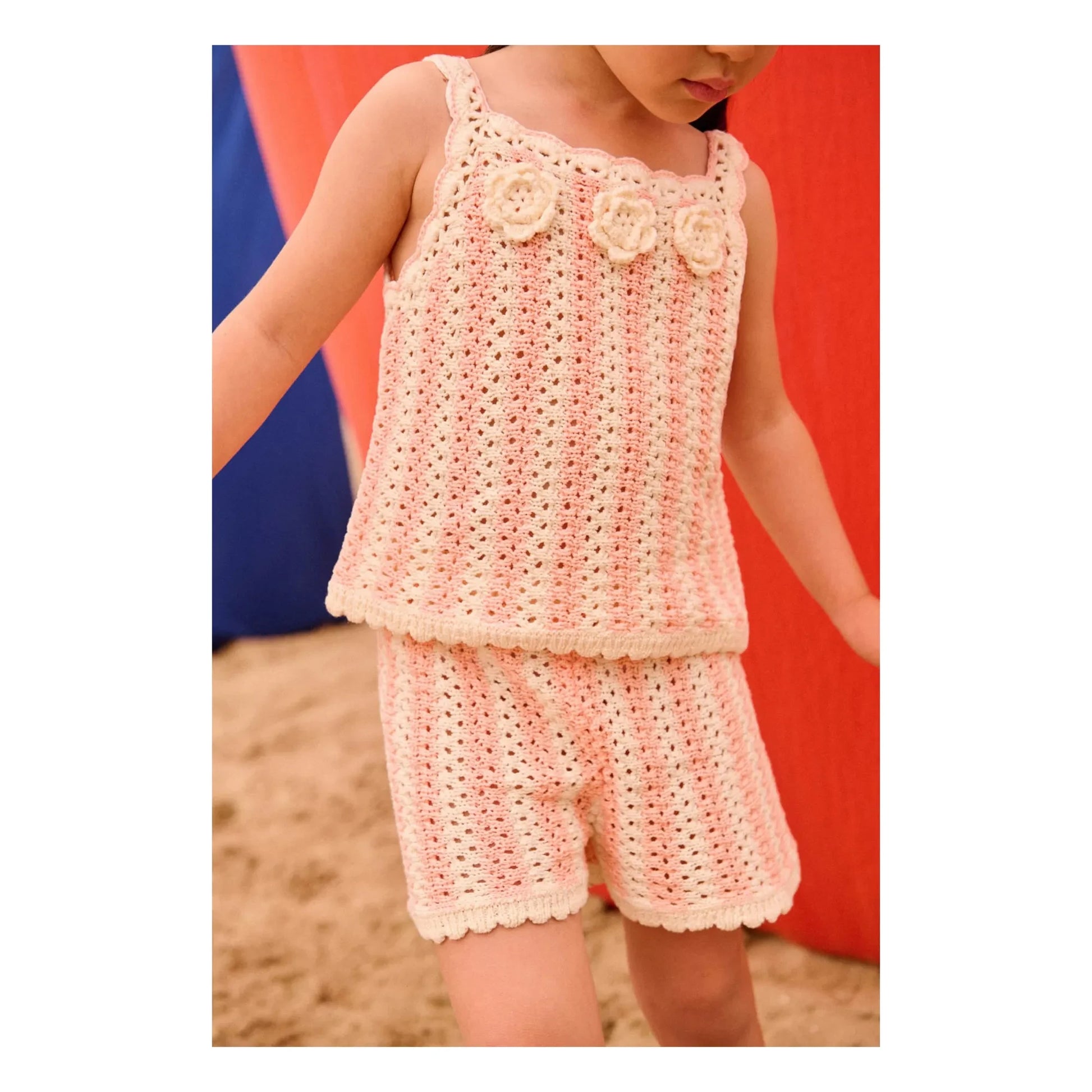 Louise Misha - Mekylane Striped Mesh Openwork Shorts | Pink