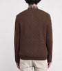 Brown Wool-Cashmere Cable-Knit Sweater