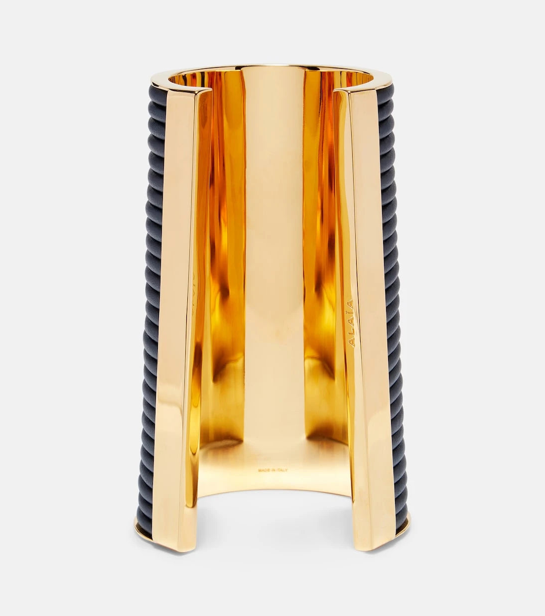 Alaïa - Leather-trimmed cuff bracelet