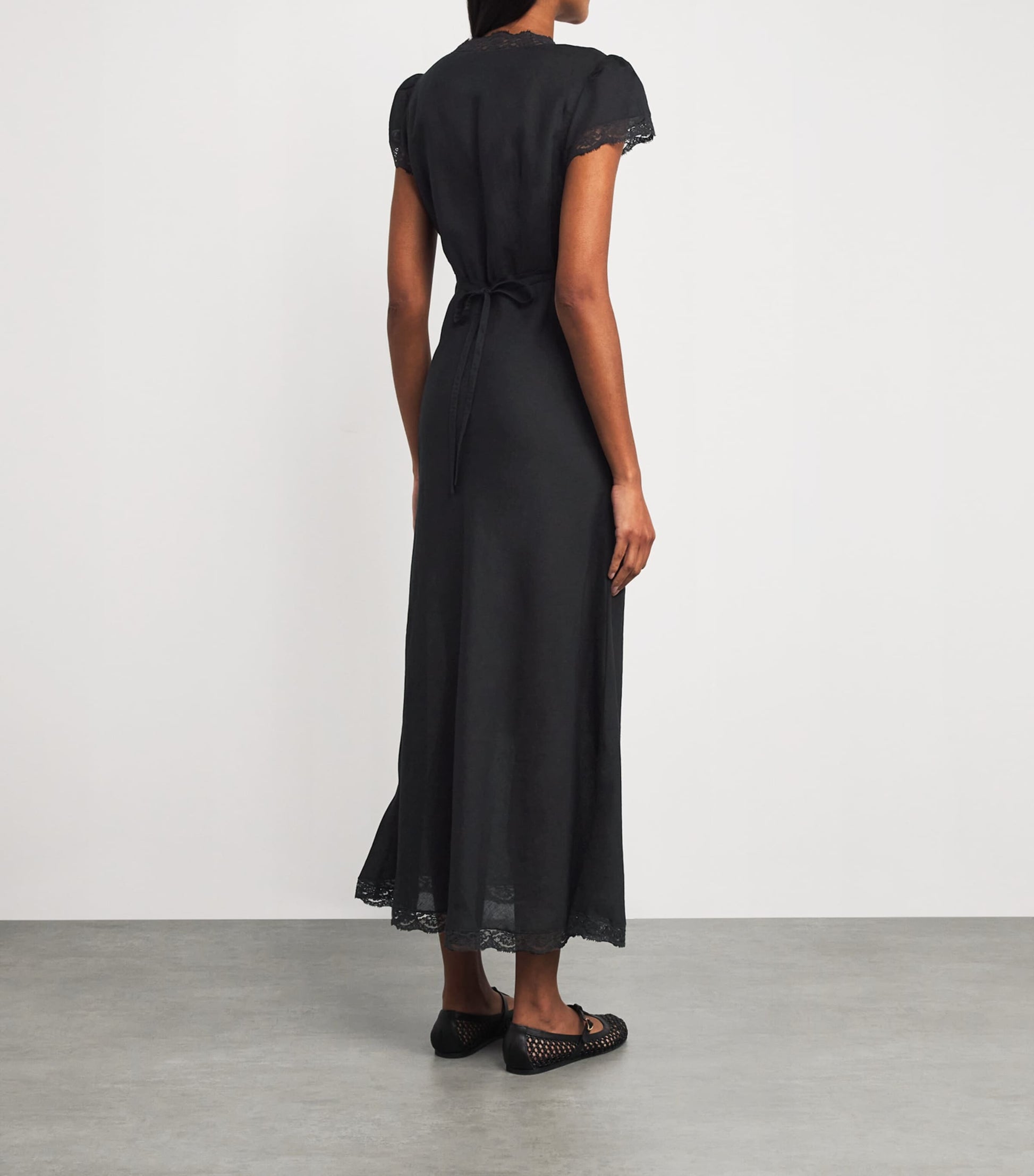 Clarice V-Neck Midi Dress BLACK