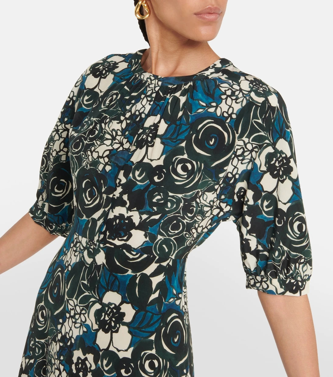 'S Max Mara - Bronzo floral silk crêpe midi dress