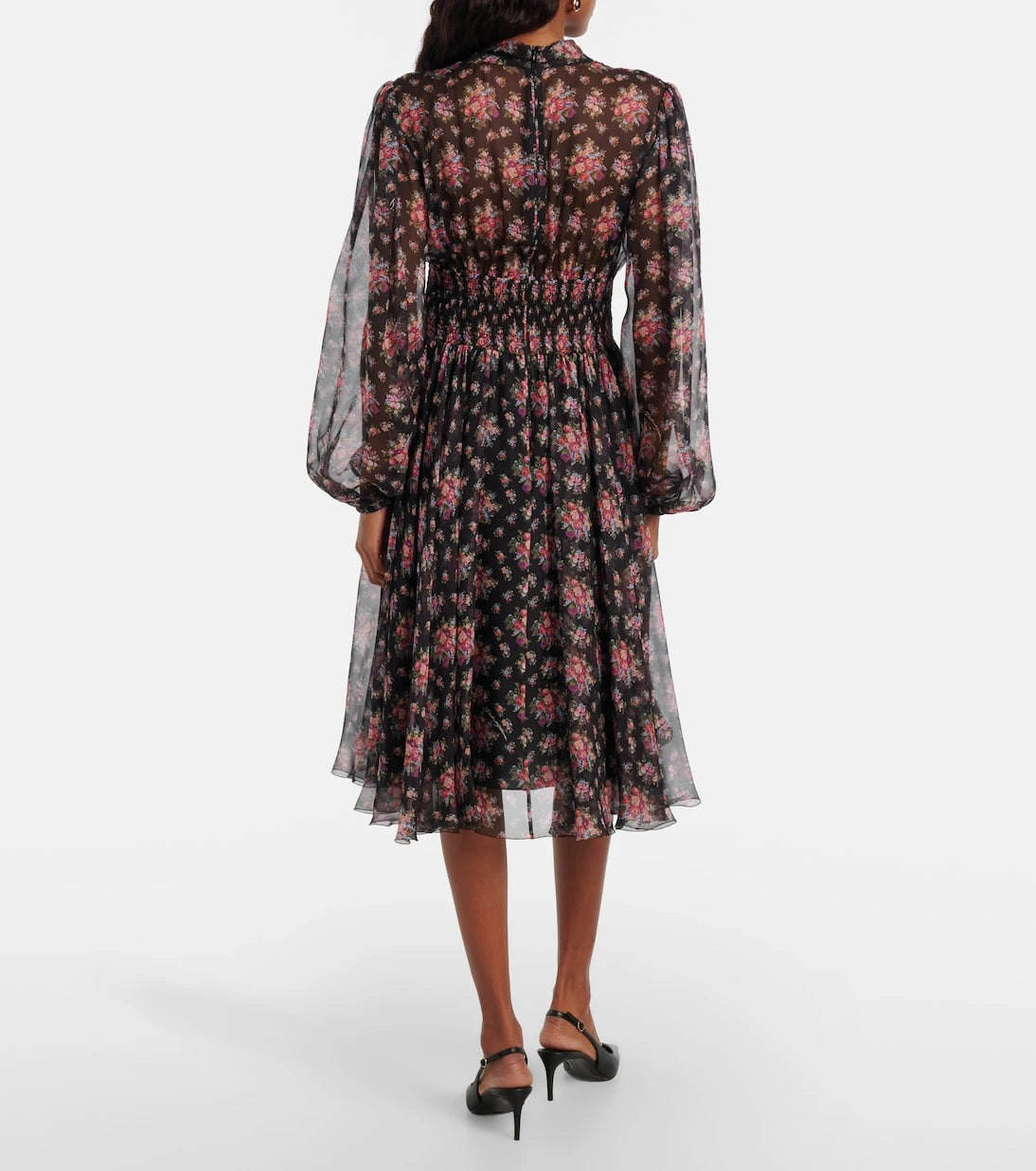Dolce&Gabbana - Floral shirred silk midi dress