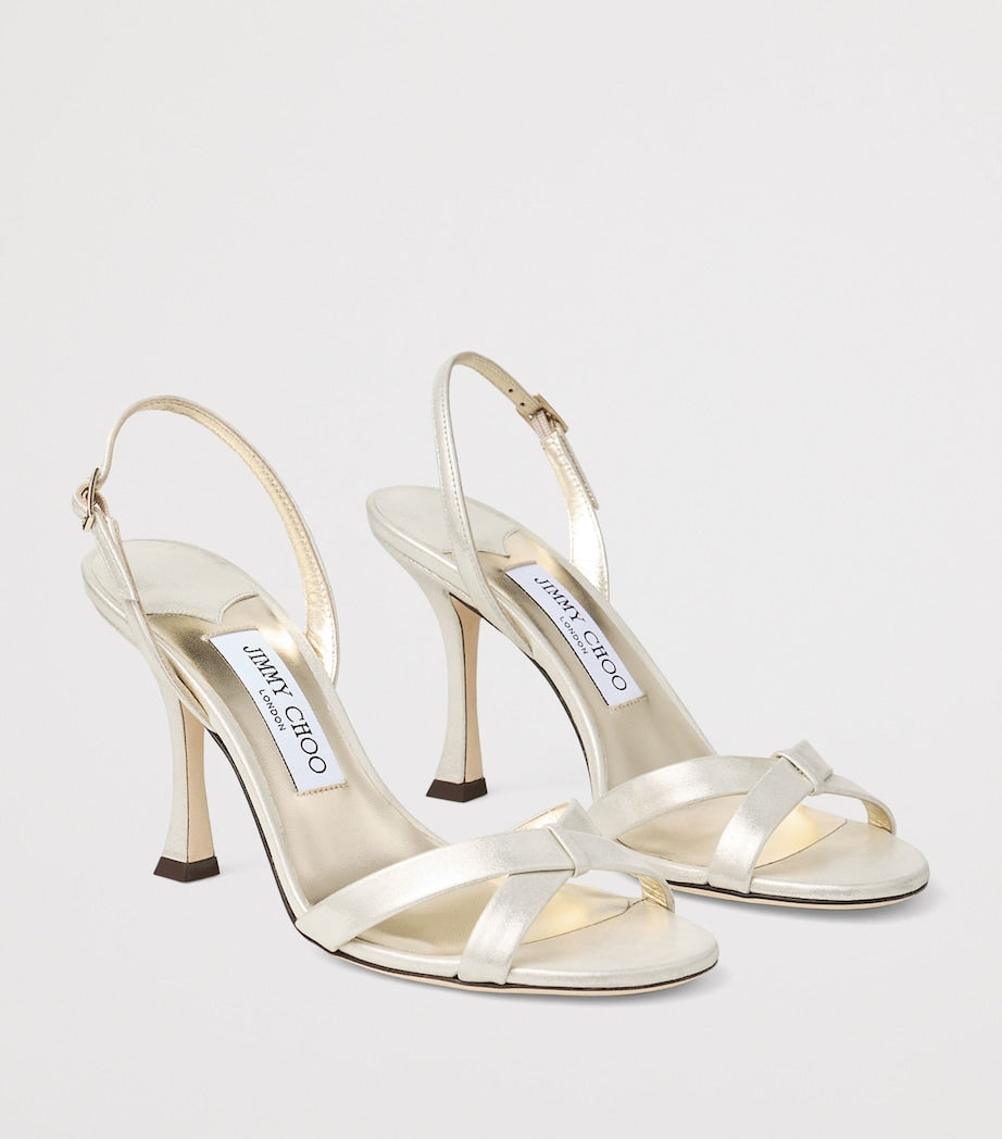 Gold Elsy 90 Suede Heeled Sandals