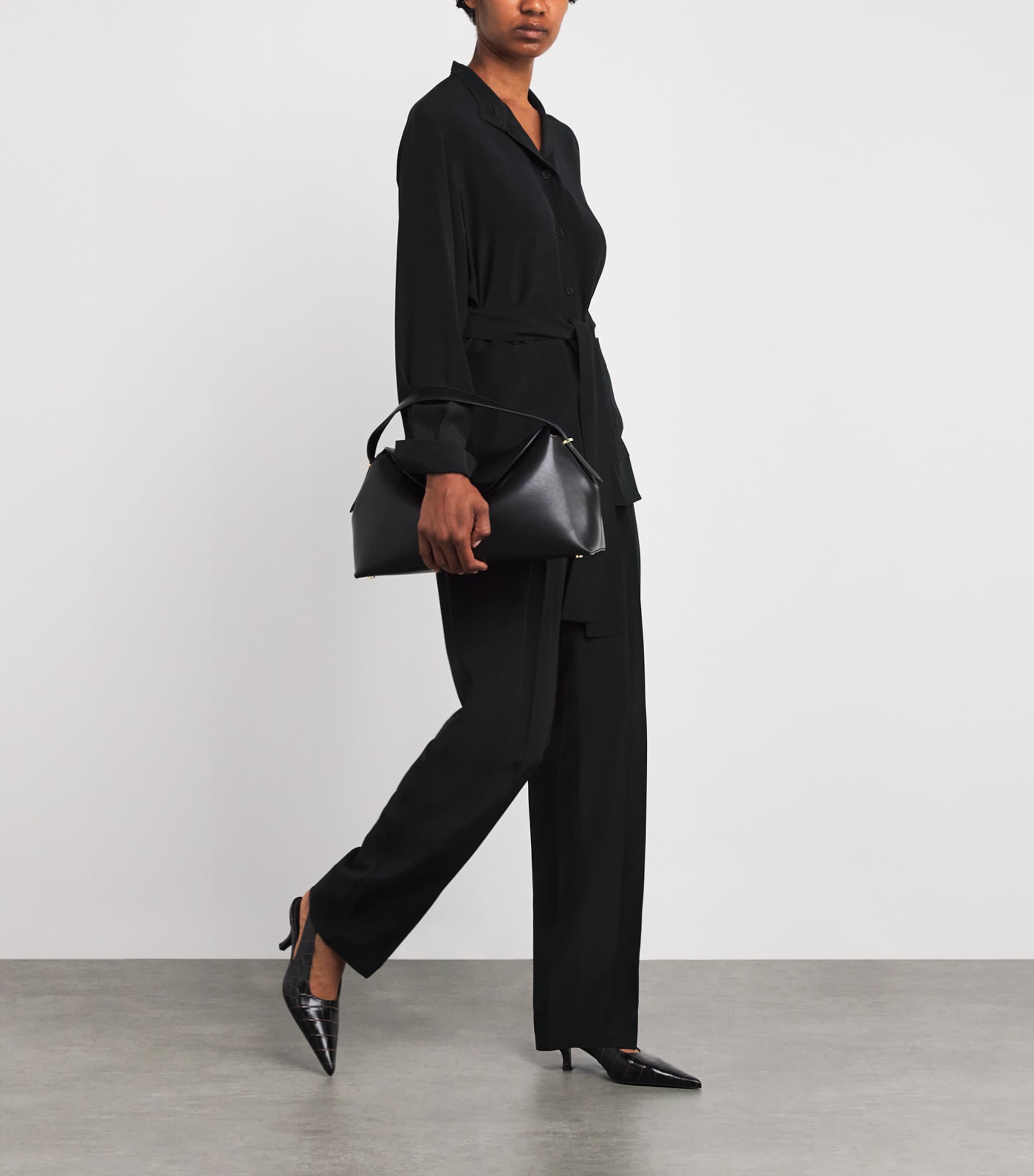Black Crepe de Soie Silk Lamy Blouse