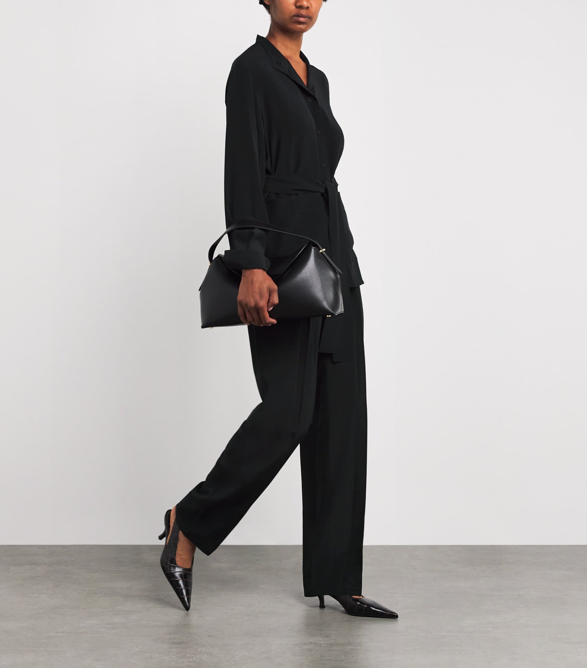Black Crepe de Soie Silk Lamy Blouse