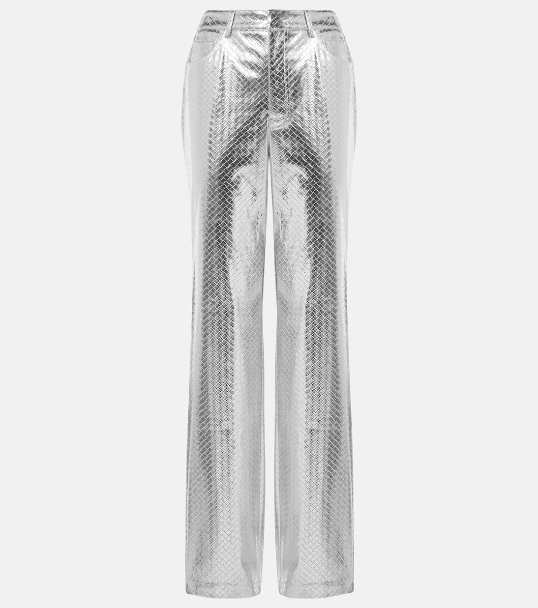 Rotate - Metallic-effect high-rise straight pants