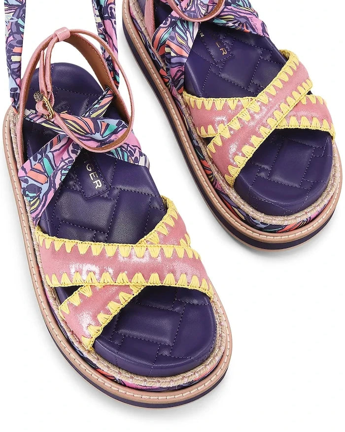 Kurt Geiger London kadın platform sandalet Orson Cross Scarf Sdl