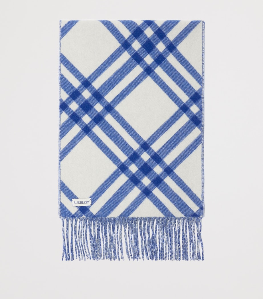 Blue Cashmere Check Scarf