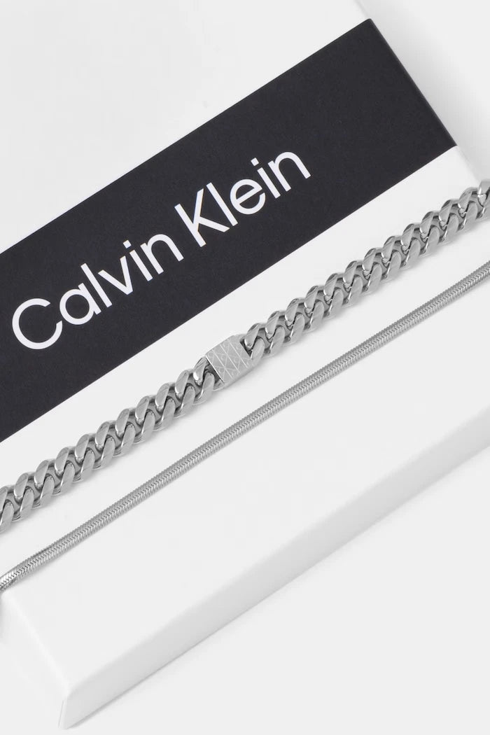 Calvin Klein erkek paslanmaz çelik bileklik 2 parça