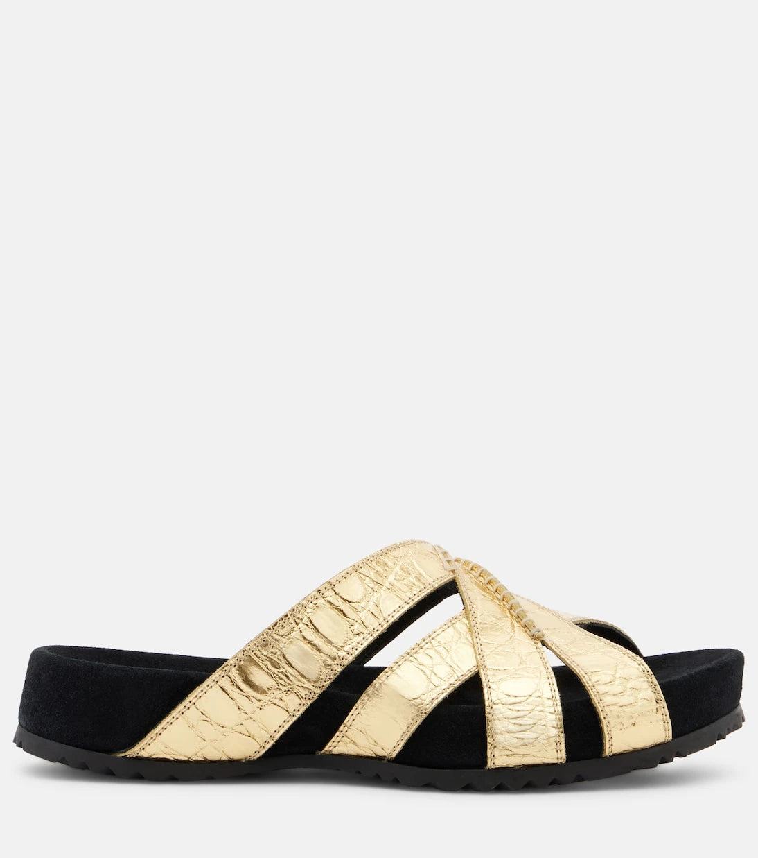 Dries Van Noten - Metalik deri ve süet terlikler
