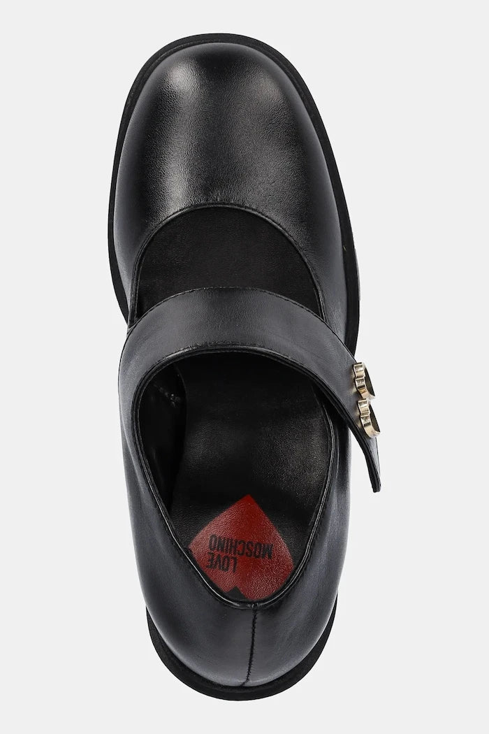 Кожени обувки с дебел ток Love Moschino