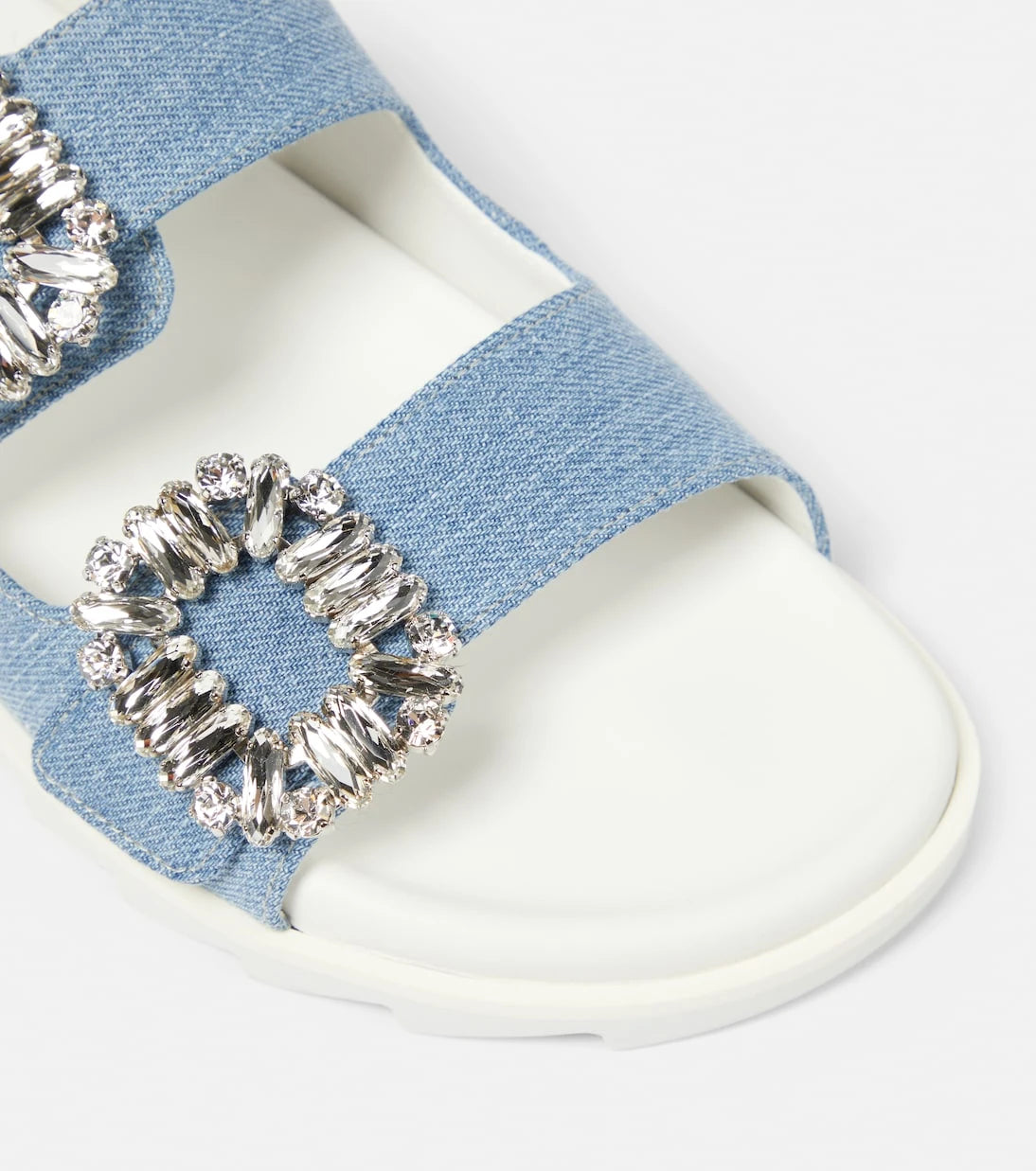 Roger Vivier - Slidy Viv' embellished denim sandals