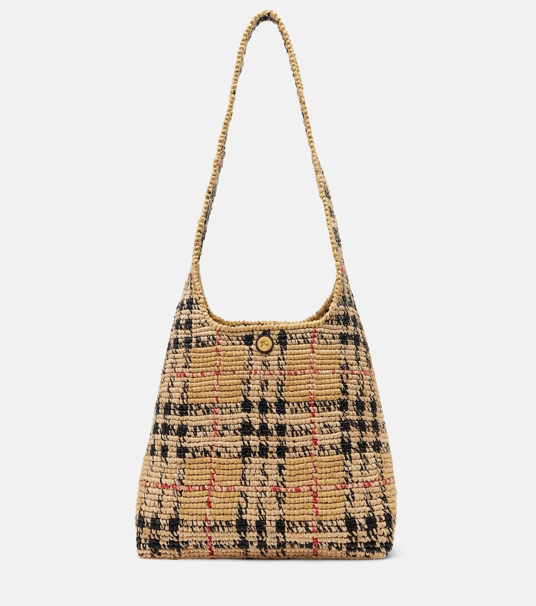 Burberry - Burberry Check Medium raffia tote bag