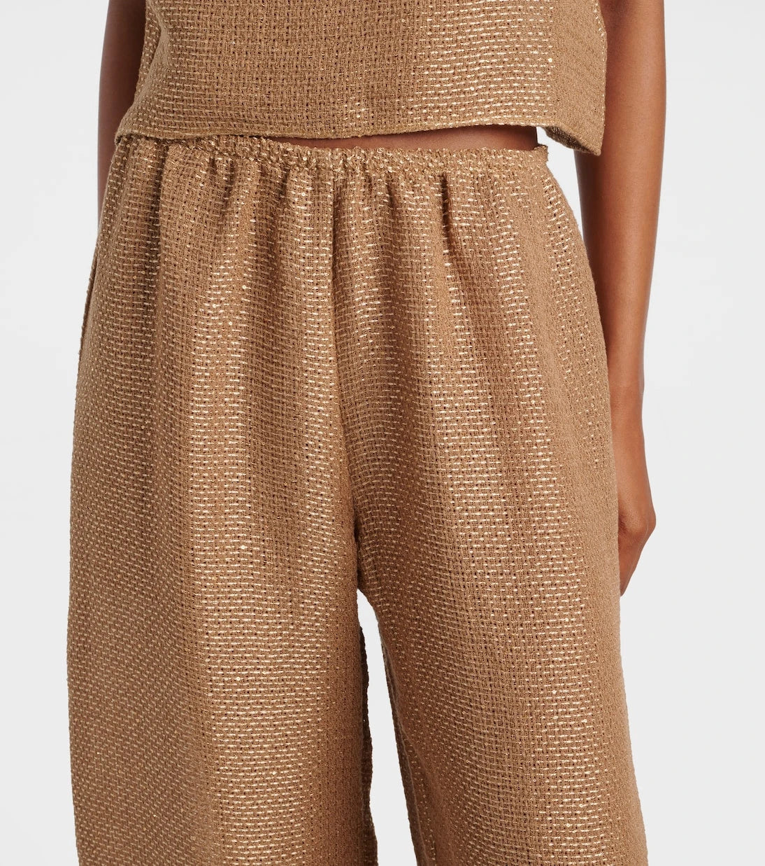 Leset - Stella sequined linen-blend wide-leg pants