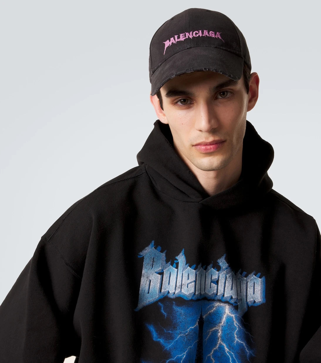 Balenciaga - Logolu eskitme pamuklu beyzbol şapkası