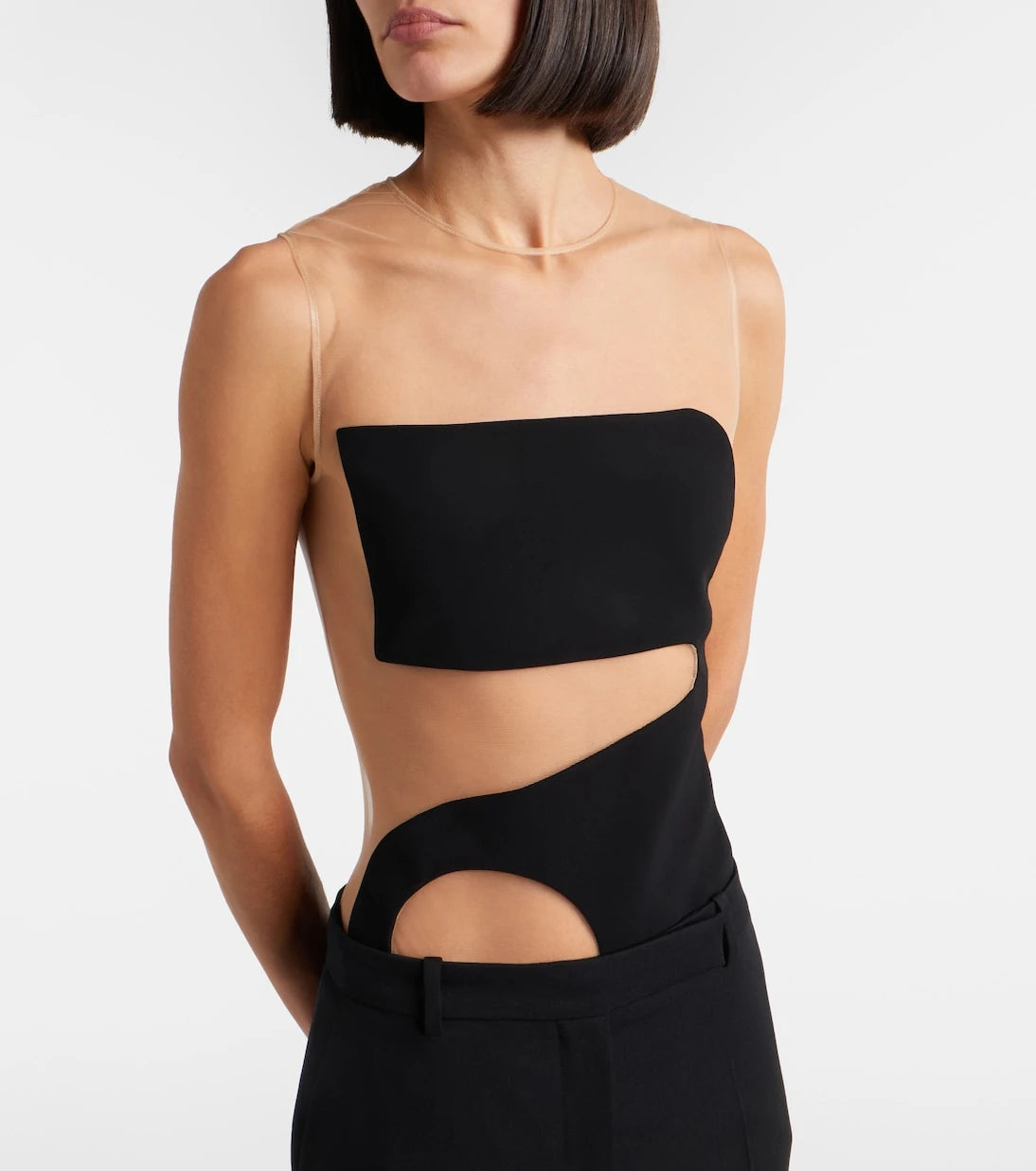 Courrèges - Satin and tulle bodysuit