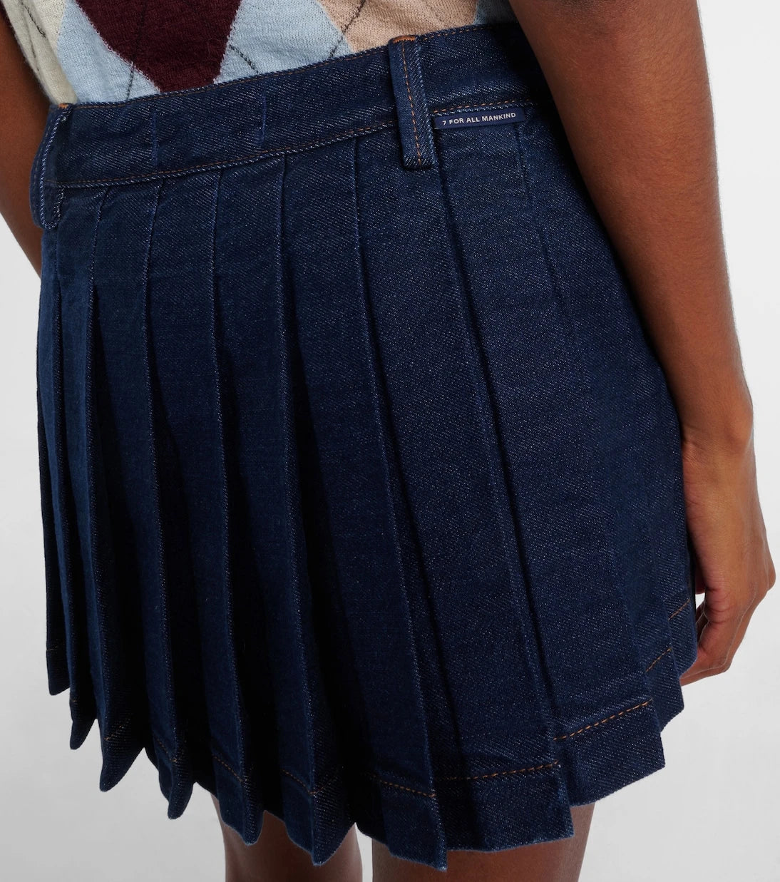 7 For All Mankind - Pleated low-rise denim miniskirt