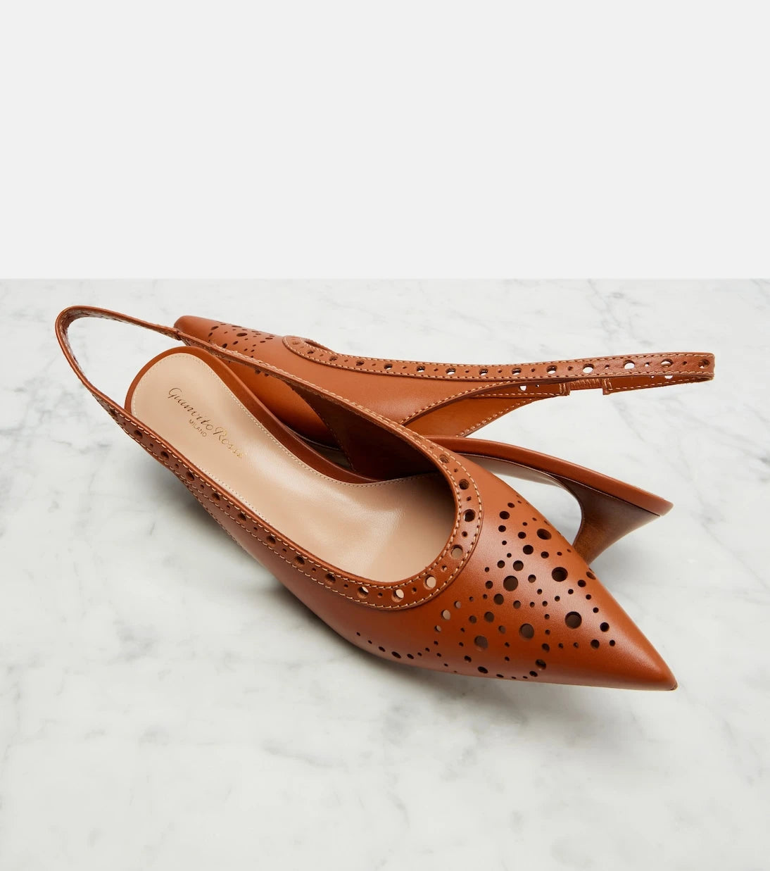 Gianvito Rossi - Perforated leather slingback pumps