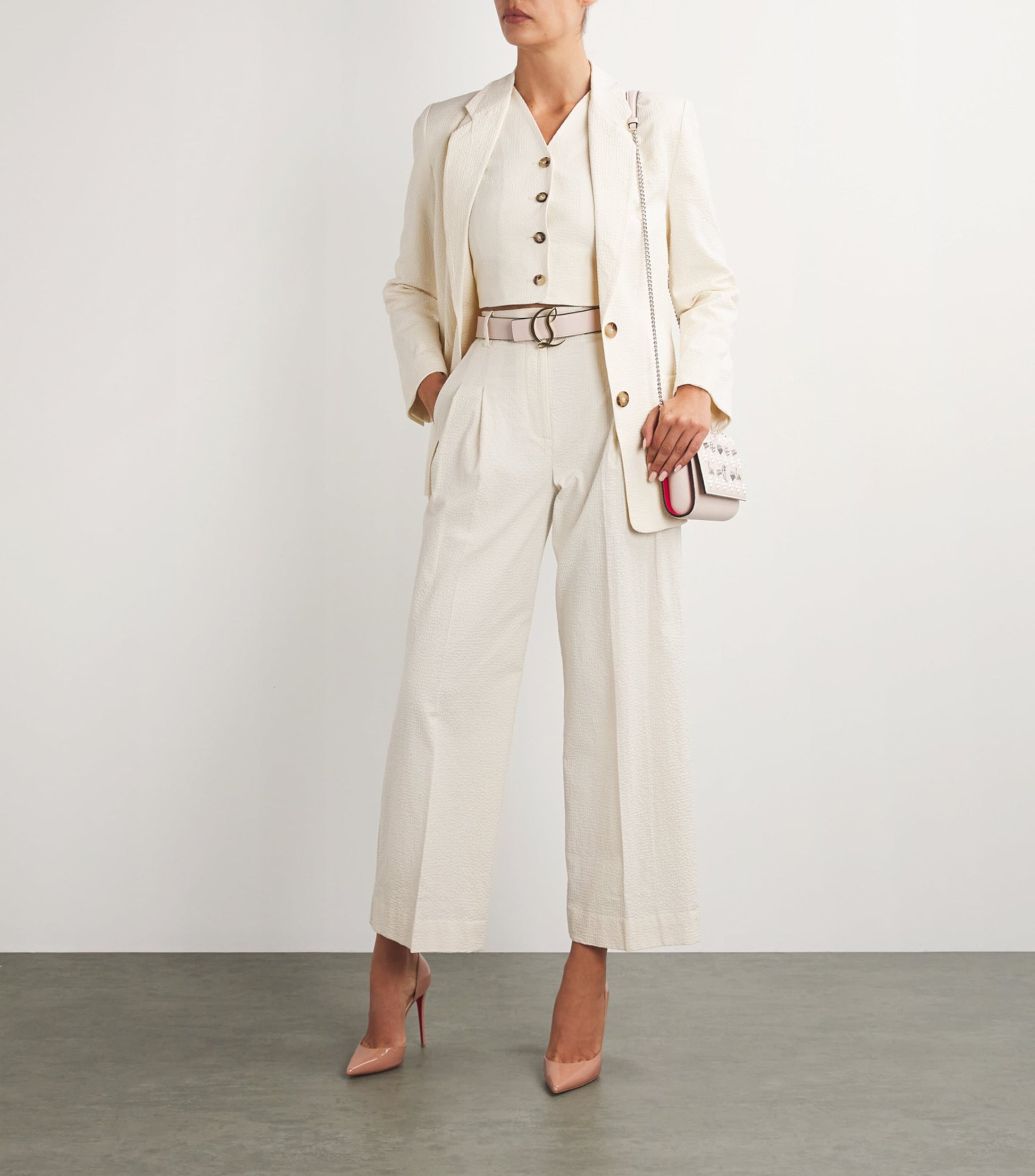 Red CL Logo Leather Belt