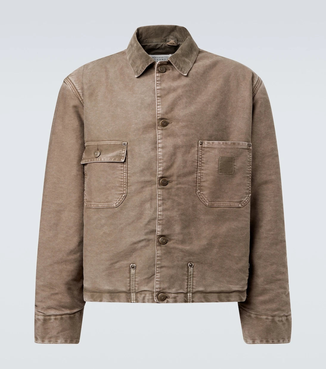 Maison Margiela - جاكيت دنيم ممزّق بتفاصيل كوردروي