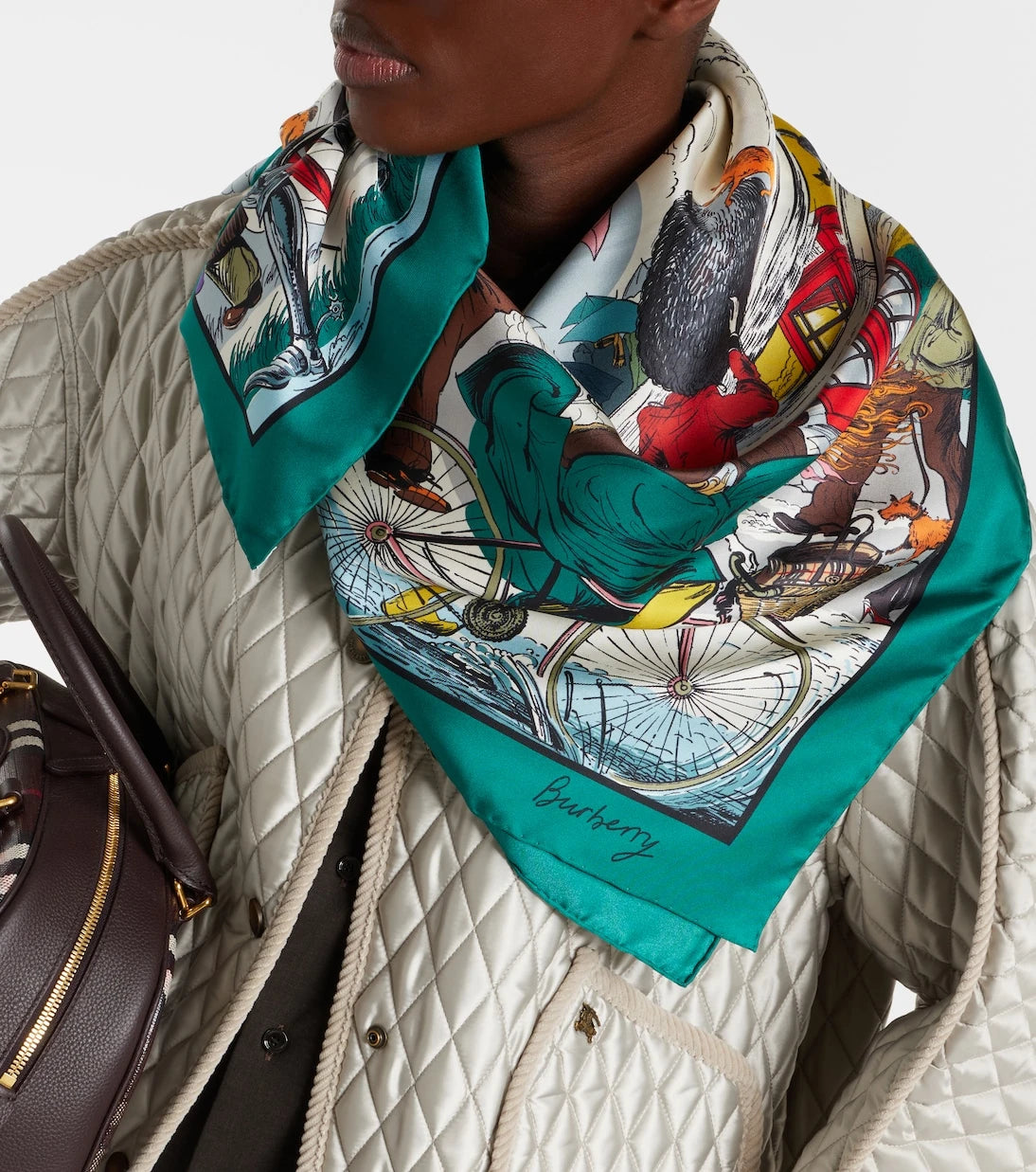 Burberry - وشاح من التويل الحريري المطبوع