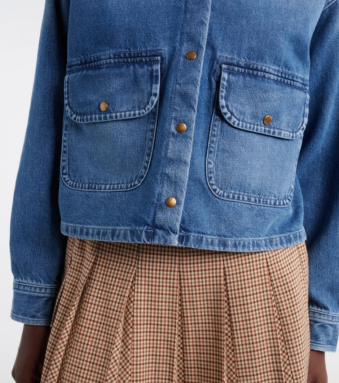 Moncler - Teddy-trimmed denim shirt